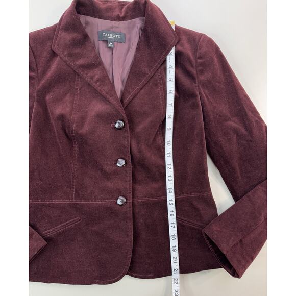 Talbots Womens Blazer Petite 6P Burgundy Velvet Peplum Classic Preppy Academia - Picture 6 of 13